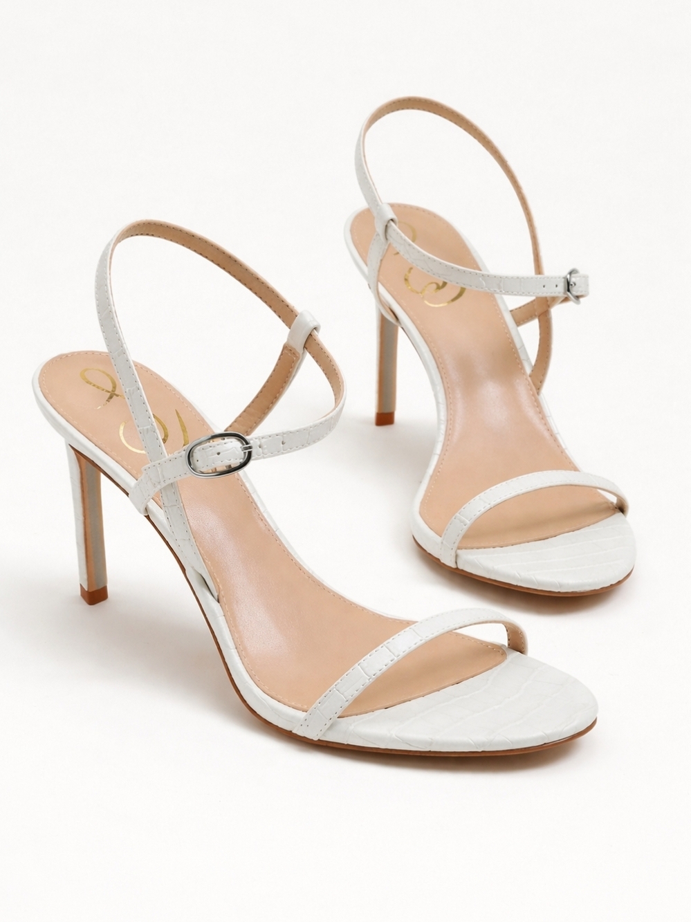 Sam Edelman Doran Strappy Sandal Heels White Crocodile